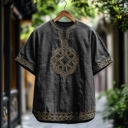 Men's Viking Celtic Knot Art Linen T-shirt artswardrobe