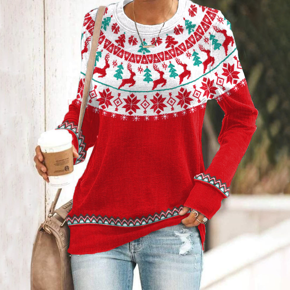 Comstylish Vintage Christmas Print Crewneck Sweatshirt