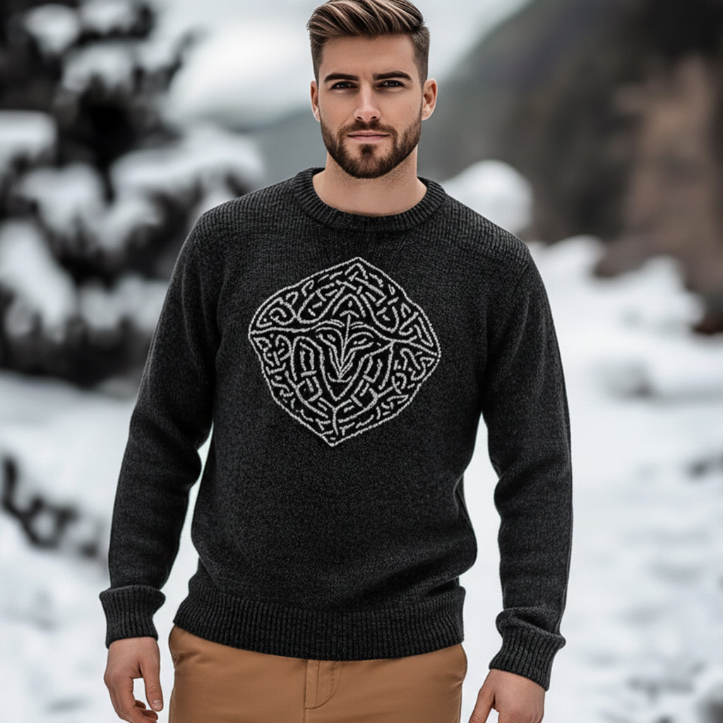 Men's Viking Kyle Style Thickened Fur Collar Zip-up Sweater artswardrobe