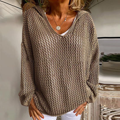 Vintage Hollow Out Comfy Hooded Sweater elevenforest