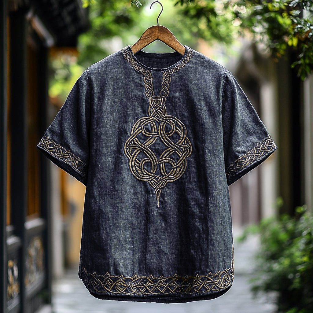 Men's Viking Celtic Knot Art Linen T-shirt artswardrobe