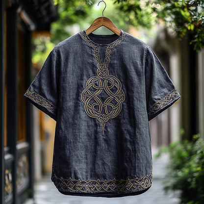 Men's Viking Celtic Knot Art Linen T-shirt artswardrobe