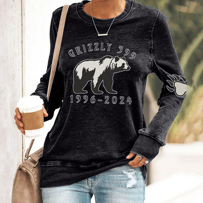 Comstylish Women's Grizzly 399 1996-2024 Print Long Sleeve Sweatshirt