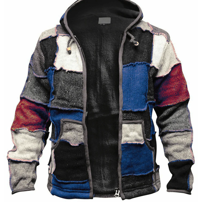 Fairman Island Colorblock Warmth Jacquard Retro Zipper Sweater Cardigan elevenforest