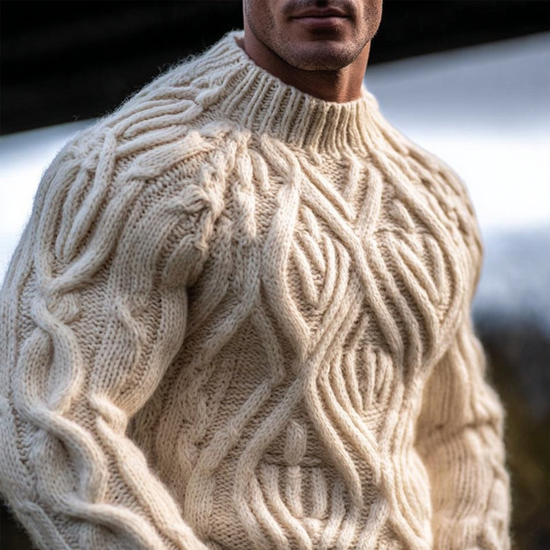 Men's Viking Celtic Jacquard Chunky Turtleneck Sweater elevenforest