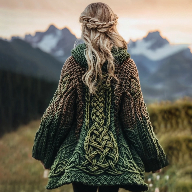 Women's Celtic Knotted Cozy Long Sleeve Sweater Cardigan artswardrobe