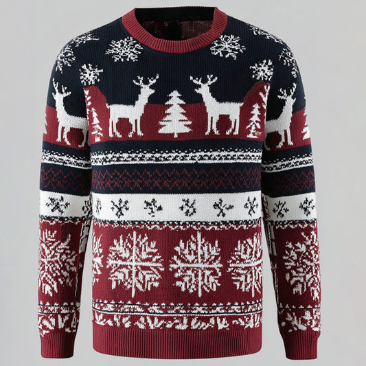 Comstylish Men's Reindeer And Snowflake Comfortable Sweater