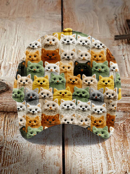 Colorful Cute Cats Embroidered Vintage Cap elevenforest