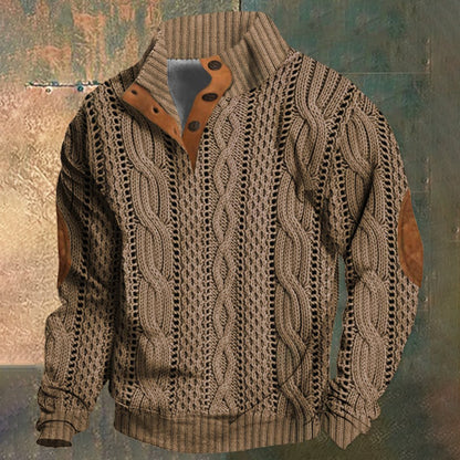 Men'S Casual Retro Printed Stand Collar Sweatshirt elevenforest