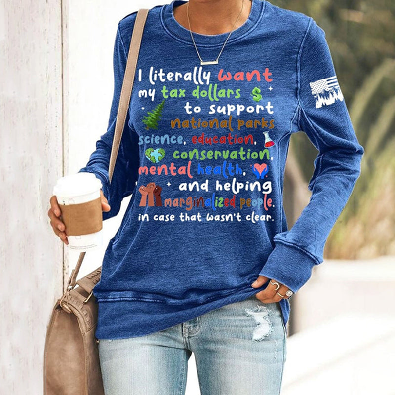Comstylish Women's Support National Parks Print Round Neck Sweatshirt