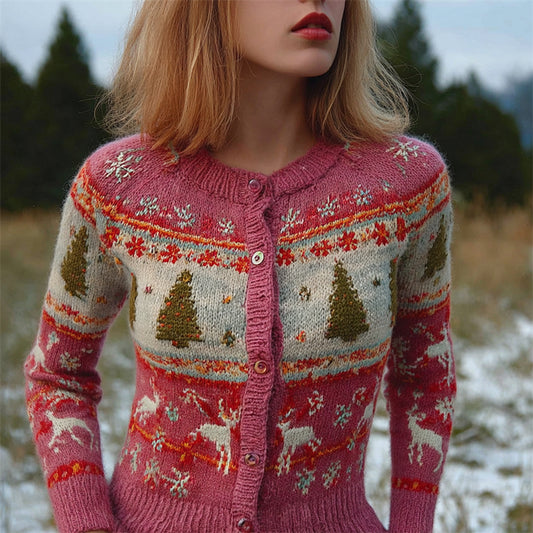 Comstylish Vintage 70s Christmas Colorblock Isle Cardigan