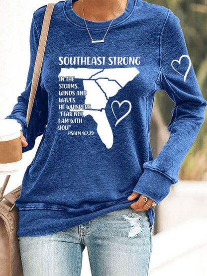 Comstylish Retro Southeast Strong Pray For North Carolina East Tennessee South Carolina Georgia And Florida Print Sweatshirt