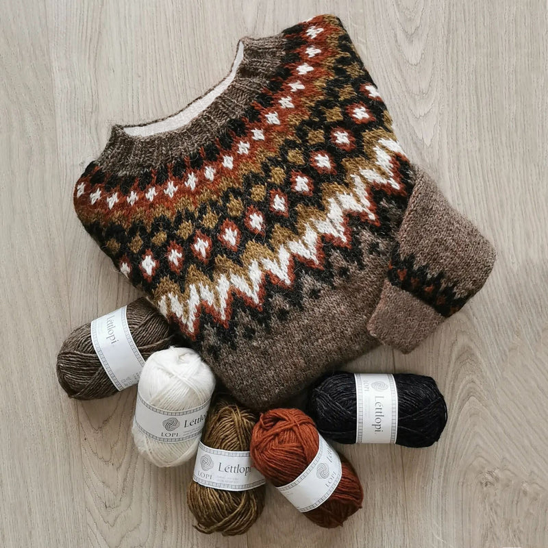 Svetr s kulatým výstřihem ze směsové vlny s geometrickým vzorem Fair Isle