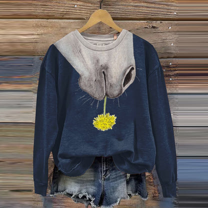 Comstylish Women's Horse Art Print Sweatshirt