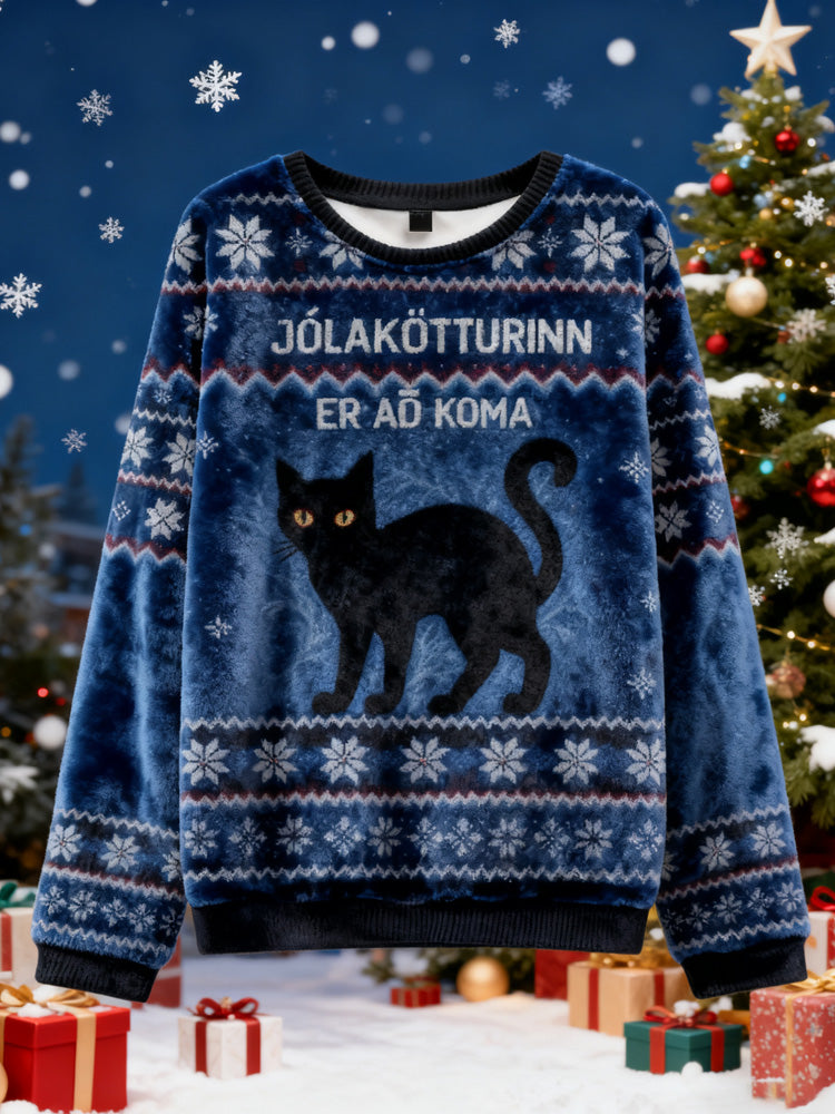 Comstylish The Yule Cat Is Coming Christmas Ugly Flannel Sweater