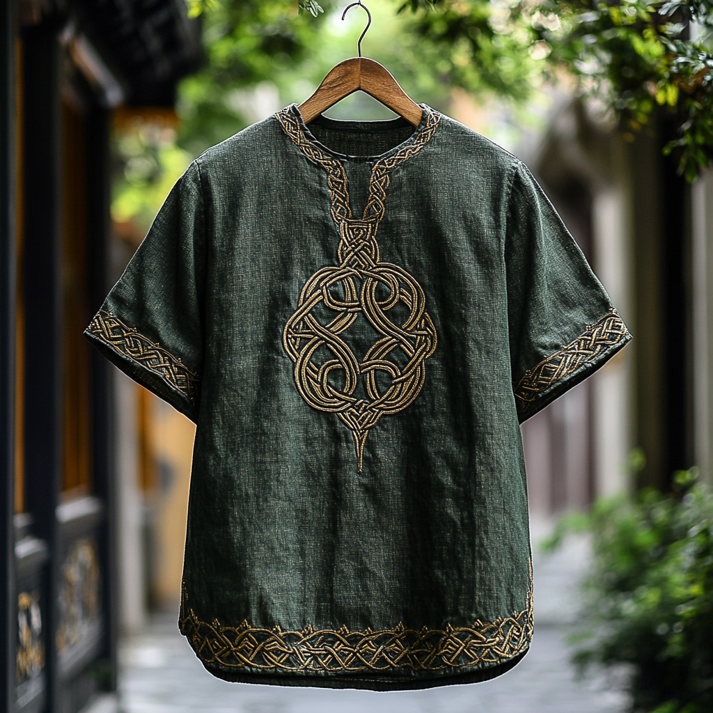 Men's Viking Celtic Knot Art Linen T-shirt artswardrobe