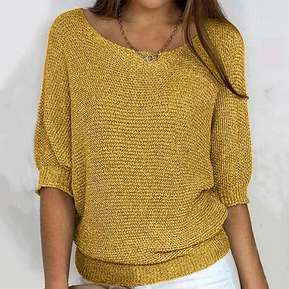Vintage Solid Color V Neck Comfy Sweater elevenforest