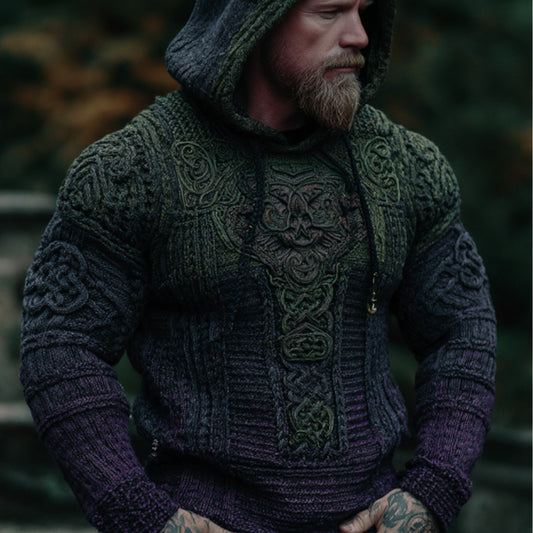 Men's Vintage Halloween Viking Embroidered Sweater artswardrobe