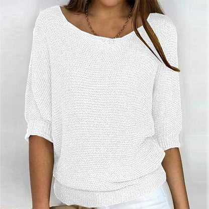 Vintage Solid Color V Neck Comfy Sweater elevenforest