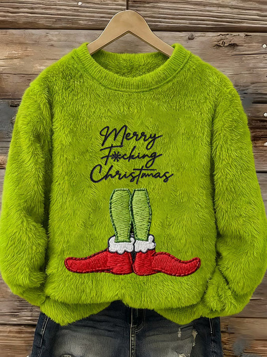 Women's Christmas Print Round Neck Sweatshirt 