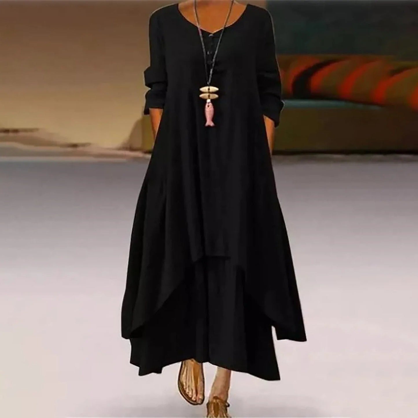 AS | Vícevrstvé splývavé midi šaty