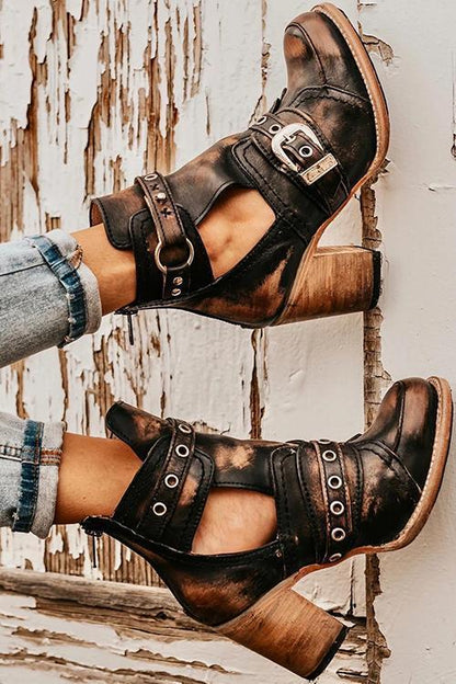 AS | Rustikální kotníková obuv s blokovými podpatky