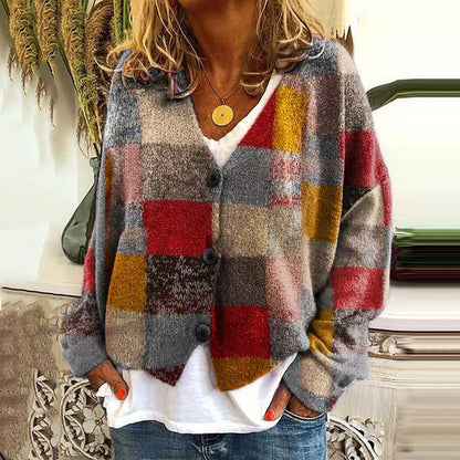 KS | Potištěný cardigan s knoflíkovou légou